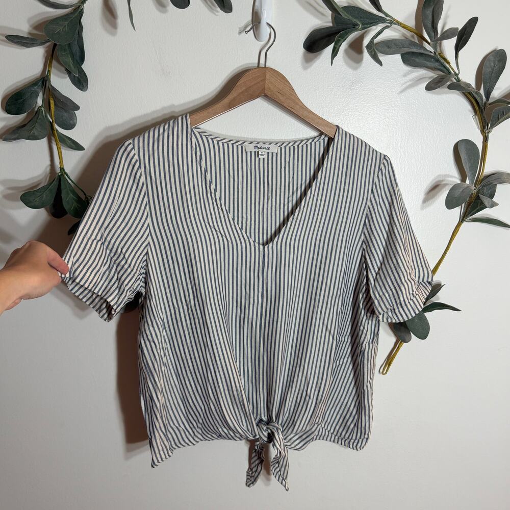Madewell Striped Tie Front Blouse